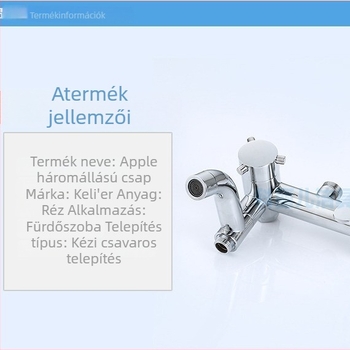 Zuhanycsaptelep réz testű, háromfunkciós, kerámia cartridge, elektroplattált felület, kézi csavaros szerelés