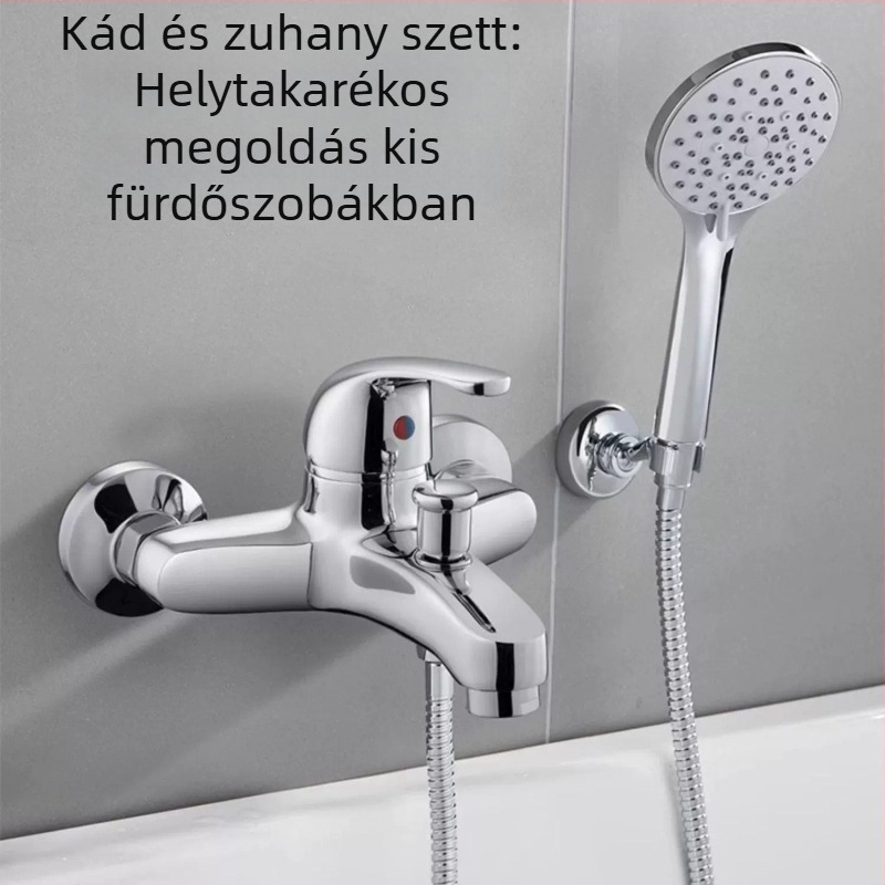 Termosztatikus kád-zuhany csaptelep – kettős használat, egyszerű zuhanykapcsoló, réz háromutas keverő kerámiás patronnal