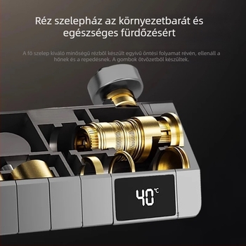 Zuhanykészlet digitális kijelzővel és állandó hőmérséklet-vezérléssel, Piano zuhany, rézötvözet és rozsdamentes acél