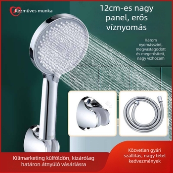 Nyomásos zuhanyfej készlet – ABS, elektroplakolt bevonat, 3 darabos, állítható kézi zuhanyzó, 2.0 MPa