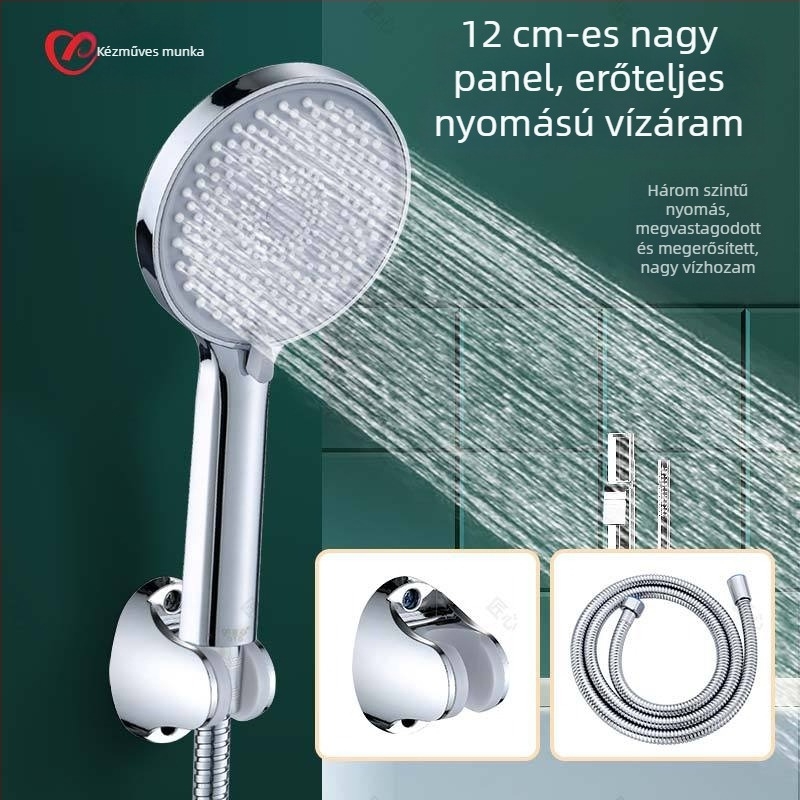 Nyomásos zuhanyfej készlet – ABS, elektroplakolt bevonat, 3 darabos, állítható kézi zuhanyzó, 2.0 MPa
