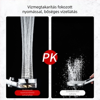 Zuhanykészlet forgó esőfejjel, ABS anyag, falra szerelhető, krómozott bevonat