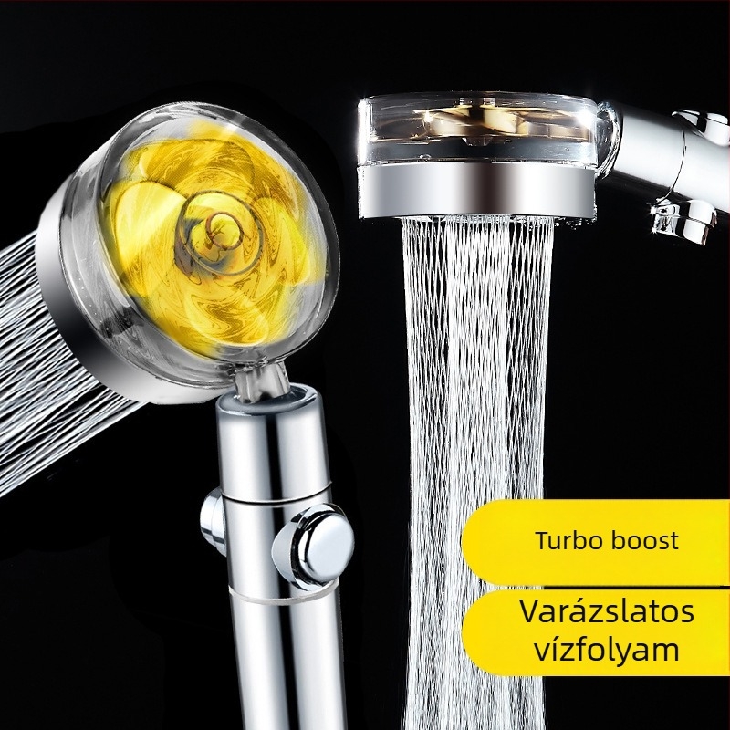 Zuhanykészlet forgó esőfejjel, ABS anyag, falra szerelhető, krómozott bevonat