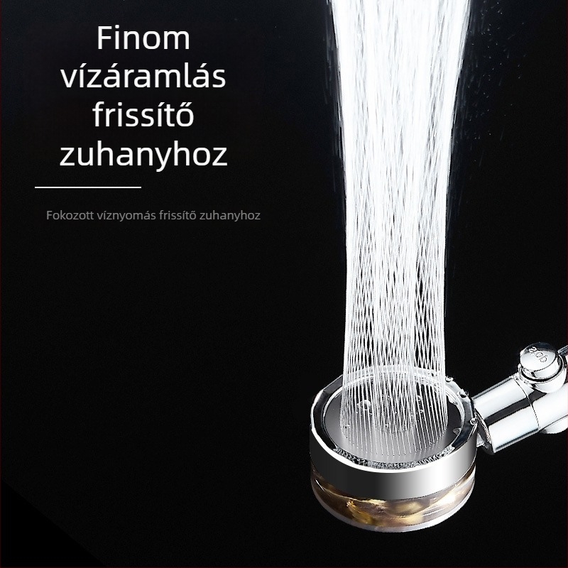 Zuhanykészlet forgó esőfejjel, ABS anyag, falra szerelhető, krómozott bevonat