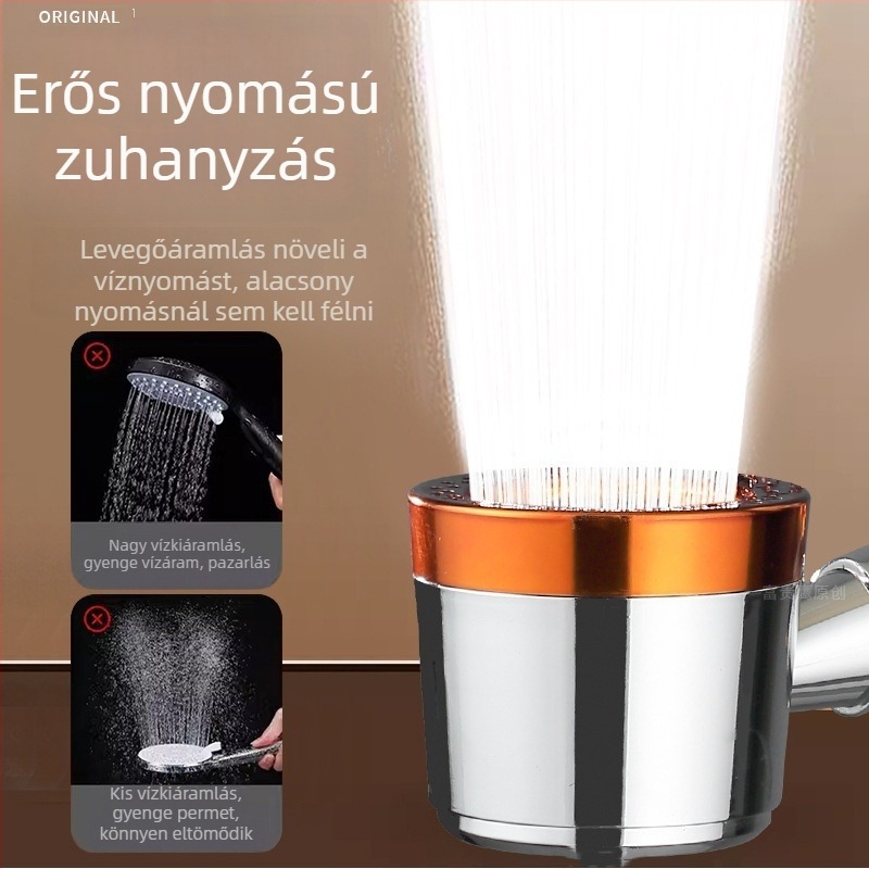 Nyomásos zuhanyfej készlet — permetezés és eső funkció, ABS test, krómozott felület, spirális csatlakozás, 0–95°C működési tartomány