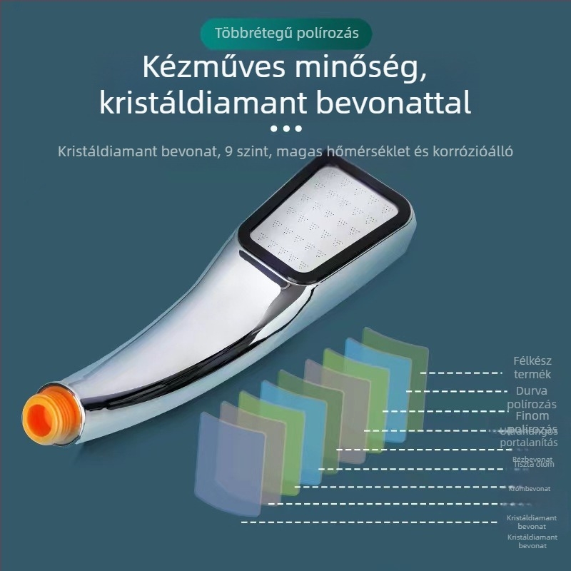 Négyzet alakú zuhanyfej 300 lyukú, ABS, eső funkció, spirális felszerelés