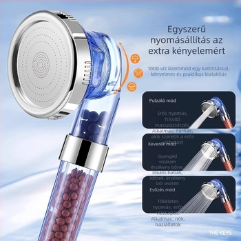 Nyomásos zuhanyfej készlet negatív ionokkal, vízmelegítő és zuhanycső