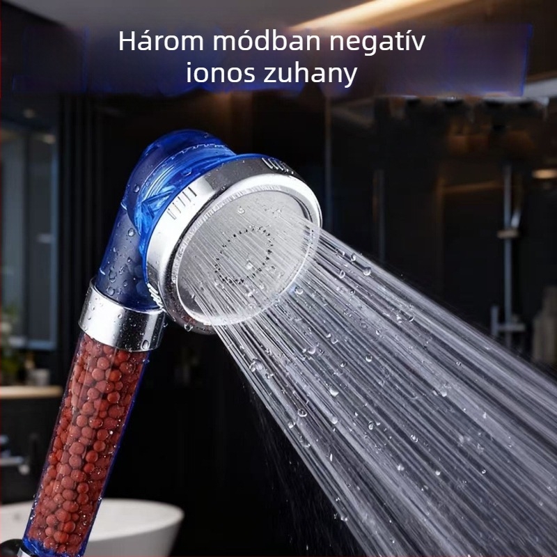 Nyomásos zuhanyfej készlet negatív ionokkal, vízmelegítő és zuhanycső