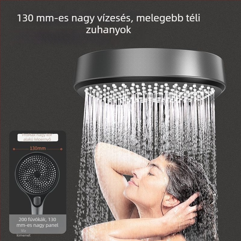 Magasnyomású zuhanyfej, állítható esőztető, ABS, felületre szerelhető, 50°C működési hőmérséklet