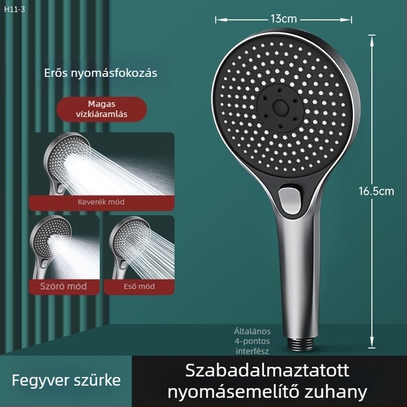 Magasnyomású zuhanyfej, állítható esőztető, ABS, felületre szerelhető, 50°C működési hőmérséklet