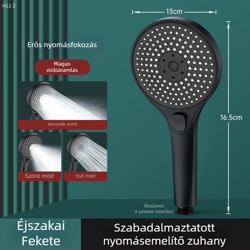Magasnyomású zuhanyfej, állítható esőztető, ABS, felületre szerelhető, 50°C működési hőmérséklet