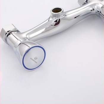 Réz dupla fogantyús zuhanycsap, kettős szabályozású meleg és hideg víz keveréséhez fürdőkádhoz és zuhanyfejhez, falba épített telepítés, 0–90°C, 0–1.6 MPa