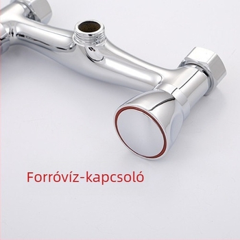 Réz dupla fogantyús zuhanycsap, kettős szabályozású meleg és hideg víz keveréséhez fürdőkádhoz és zuhanyfejhez, falba épített telepítés, 0–90°C, 0–1.6 MPa