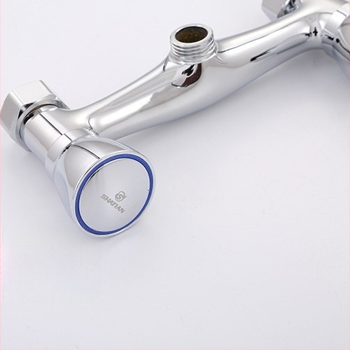 Réz dupla fogantyús zuhanycsap, kettős szabályozású meleg és hideg víz keveréséhez fürdőkádhoz és zuhanyfejhez, falba épített telepítés, 0–90°C, 0–1.6 MPa