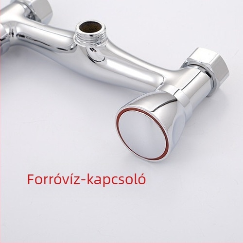 Réz dupla fogantyús zuhanycsap, kettős szabályozású meleg és hideg víz keveréséhez fürdőkádhoz és zuhanyfejhez, falba épített telepítés, 0–90°C, 0–1.6 MPa