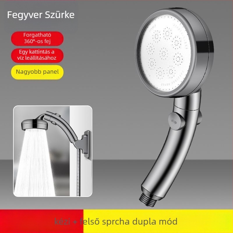 Állítható könyökös zuhanyfej – eső mód, anti-scaling védelem, nyomás-szabályozás, 360° forgás, ABS, falra szerelhető, kerek formájú