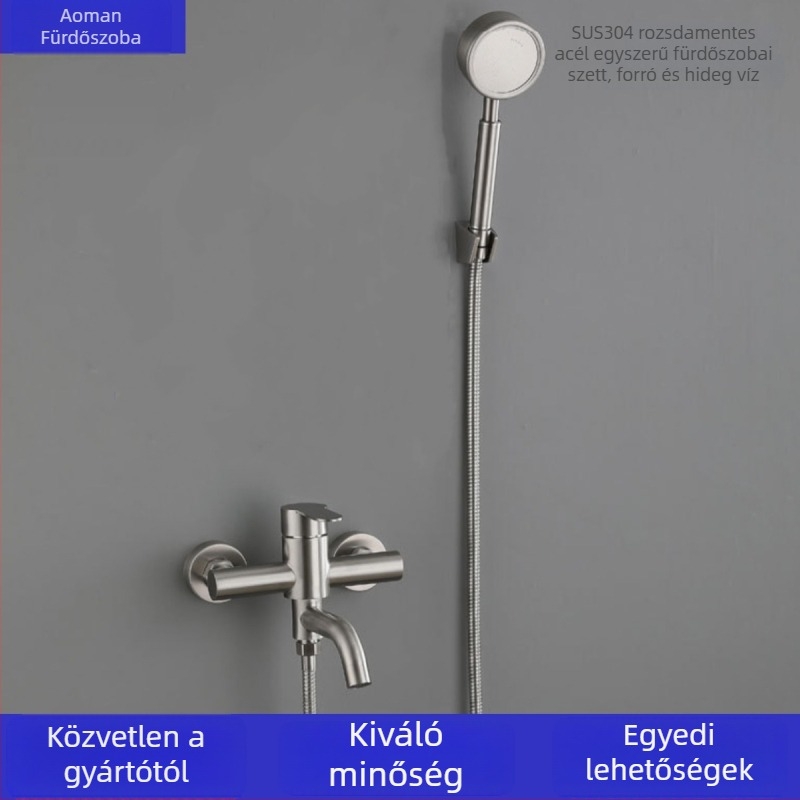 304 rozsdamentes acél zuhanycsaptelett szett, Brushed felület, kerámia szelep, 0-90°C, 0.1-0.6 MPa