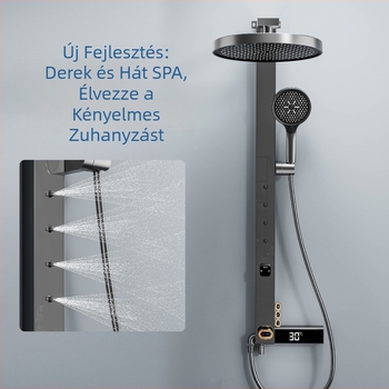 ABS-ból készült felső zuhany készlet, nyomásnövelő funkcióval, 90°C működési hőmérséklet, keverő kimenet