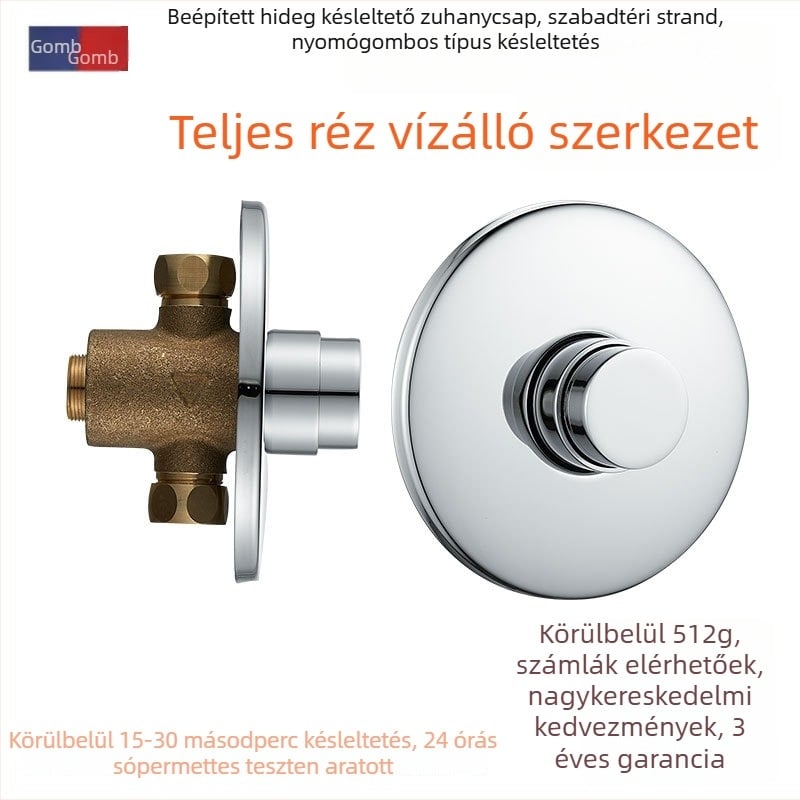 Zuhanycsap késleltető funkcióval, réz test, egyrészes csatlakozás, teljesen réz szeleptok