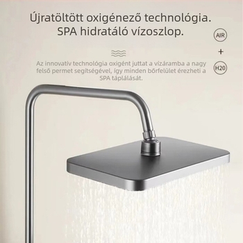 Digitális kijelzős zuhanyfej, beépített szerelés, réztest, LED világítás, hőmérséklet-szabályozás