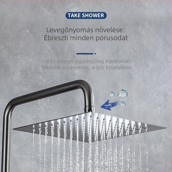 Réz kézi zuhanykészlet, falra szerelhető, kör alakú zuhanyfej, esőzuhany