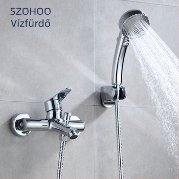 Réz falra szerelhető kétfunkciós fürdőszobai keverő, kerámiás szeleppel