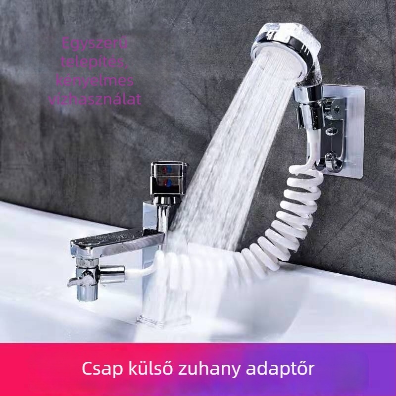 Hordozható ABS zuhanykészlet kézi zuhannyal, teleszkópos hosszabbítással és nyomásos eső funkcióval