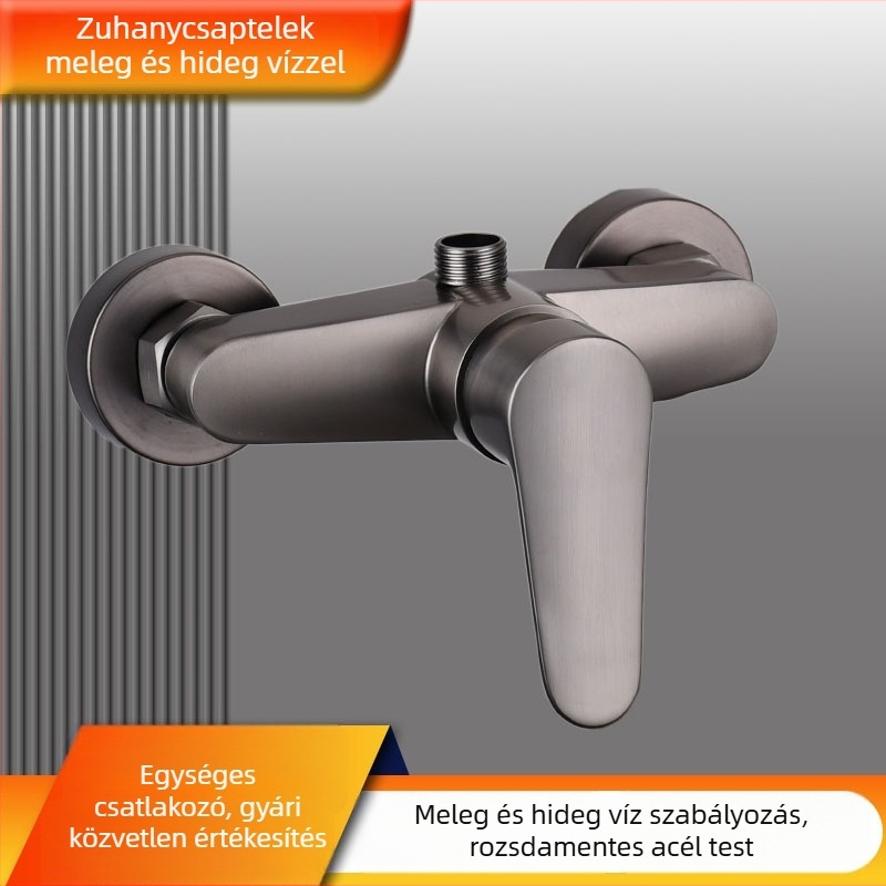 Rejtett zuhany keverő elektromos vízmelegítővel – Rozsdamentes acél, falba építhető, kerámia korongos szelep, bemeneti/kimeneti csőátmérő 6 pontok