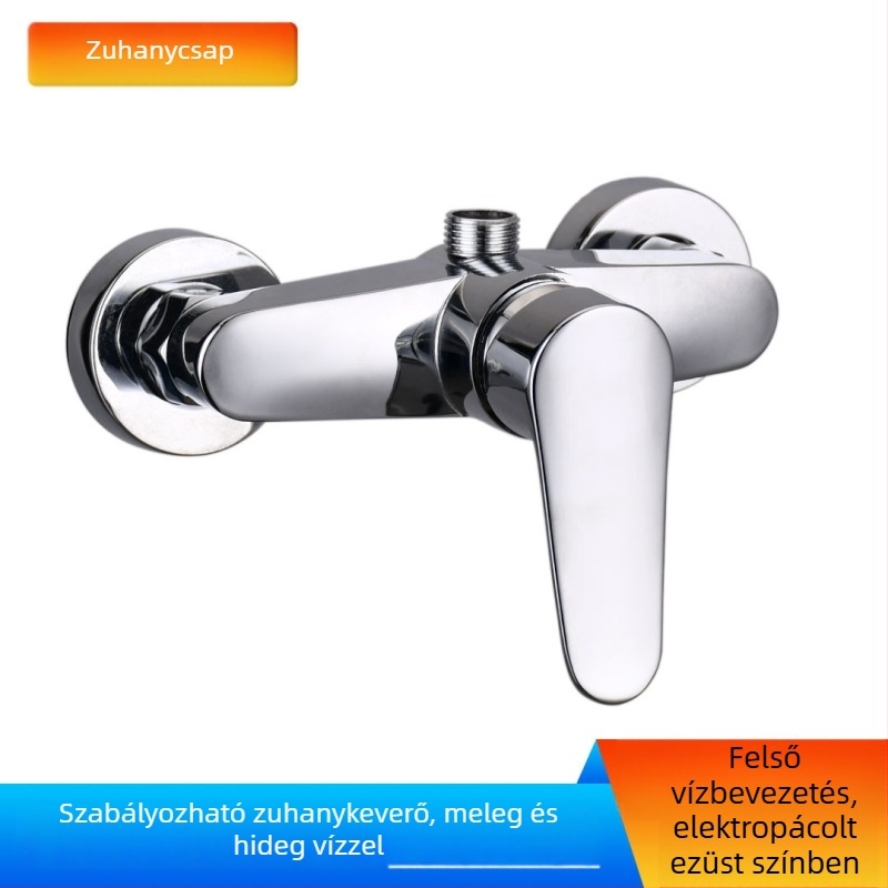Rejtett zuhany keverő elektromos vízmelegítővel – Rozsdamentes acél, falba építhető, kerámia korongos szelep, bemeneti/kimeneti csőátmérő 6 pontok