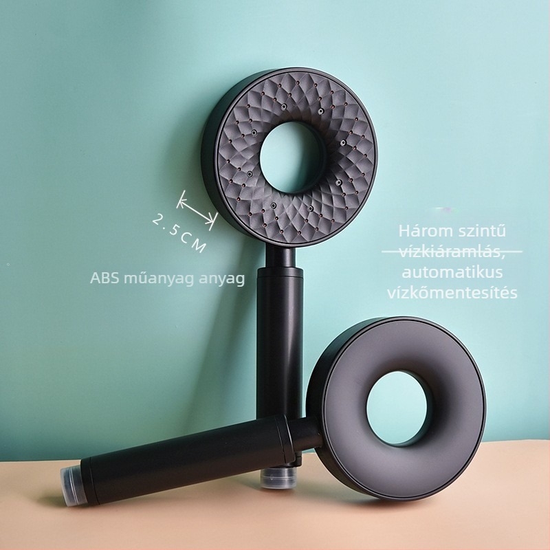 Önjavító zuhanyfej készlet kézi zuhannyal és tömlővel, ABS anyagból, kerek forma, modell SY-LS-8, kristály-diamant bevonattal