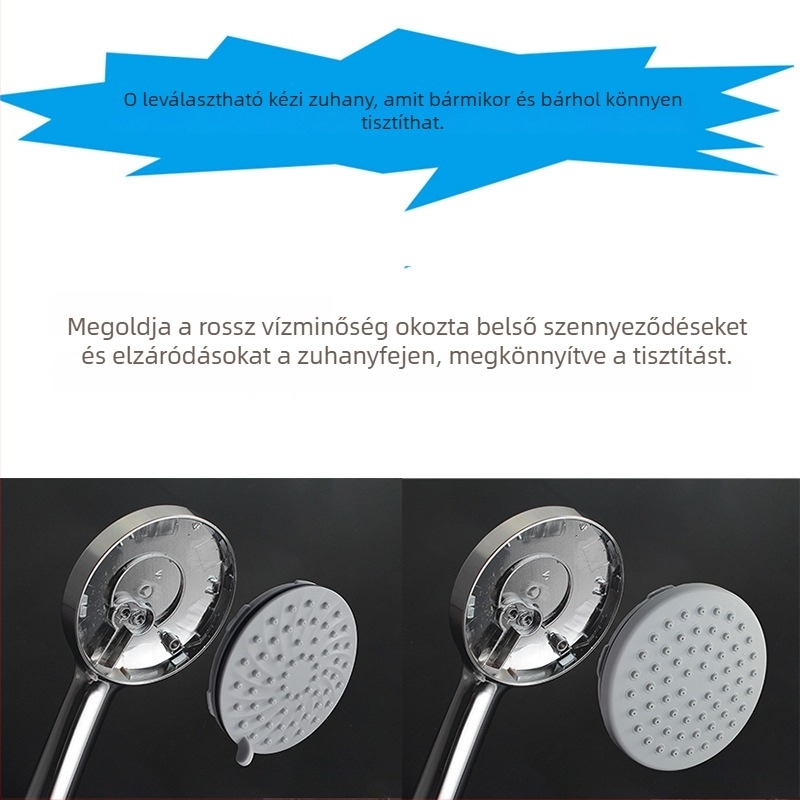 Kézi zuhanyfej, hordozható, esőzuhany funkcióval, leválasztható és tisztítható, falra szerelhető, ABS anyag és krómozott bevonat, modell RL-A0811/0812