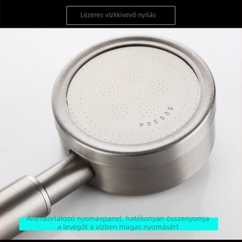 Kézi zuhanyfej készlet, 304 rozsdamentes acél, csiszolt felület, Top Spray, kerek forma, fúrás nélküli telepítés, modell PT-1054