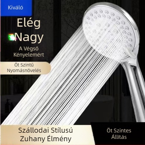 Kerek falra szerelhető zuhanyfej elektroplatált felülettel, ABS anyagból, 3 és 5 sebességre állítható, DN15 4-pontos univerzális csatlakozás, névleges nyomás 1 MPa