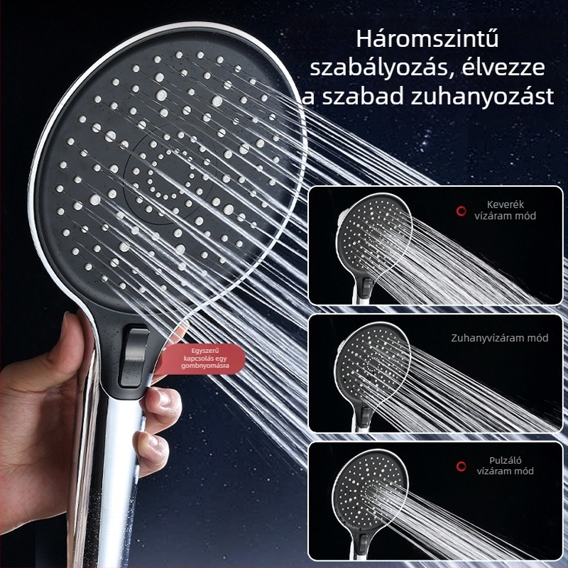 Zuhanyfej készlet permetezés, buborék és eső funkciókkal; Anyag: műanyag; Szerelés: kézi; Gyártási folyamat: injektálás; Működési hőmérséklet: 0–80°C