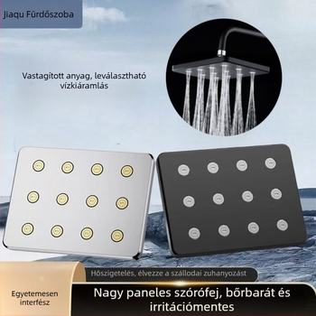 Felső zuhanyfej anti-eltömődéses, ABS anyag, csavaros szerelés, négyszögletes forma, elektroplakáció