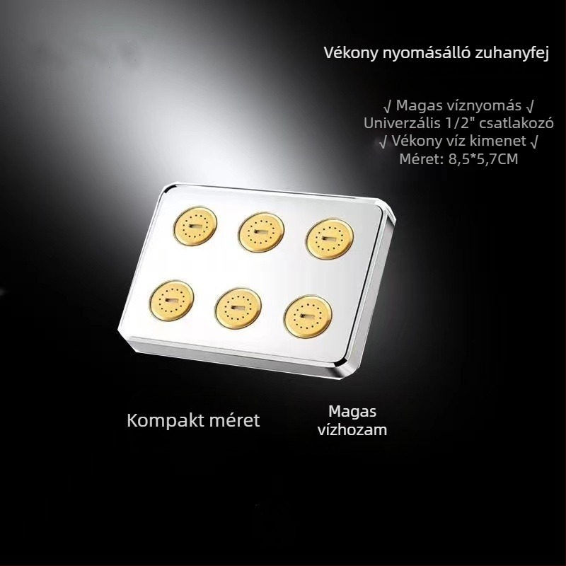 Felső zuhanyfej anti-eltömődéses, ABS anyag, csavaros szerelés, négyszögletes forma, elektroplakáció
