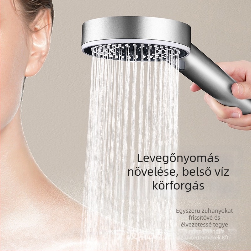 City Suitable öt gyorsaságú levegő-boostos zuhanyfej, hőmérséklet-szabályozás és LED világítás, ABS anyag, falra szerelhető.