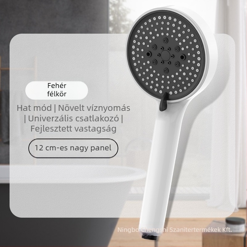 City Suitable öt gyorsaságú levegő-boostos zuhanyfej, hőmérséklet-szabályozás és LED világítás, ABS anyag, falra szerelhető.