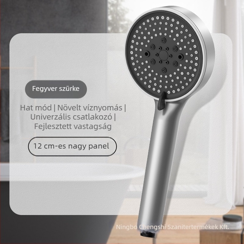 City Suitable öt gyorsaságú levegő-boostos zuhanyfej, hőmérséklet-szabályozás és LED világítás, ABS anyag, falra szerelhető.