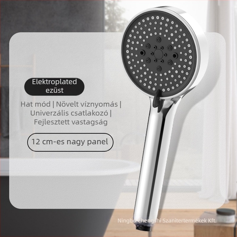 City Suitable öt gyorsaságú levegő-boostos zuhanyfej, hőmérséklet-szabályozás és LED világítás, ABS anyag, falra szerelhető.