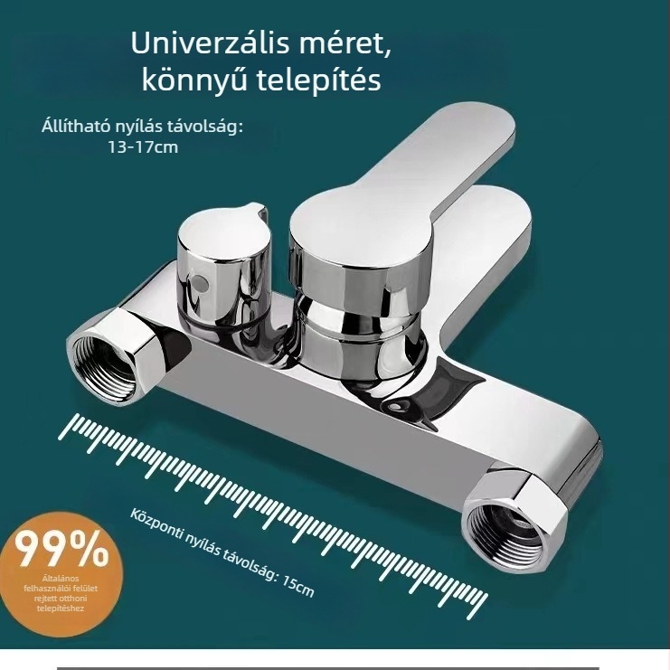 Zuhanykeverő csaptele, réz, oldalsó nyitású, falba épített kivitel, háromfejű zuhany, kerámiás szeleppel, modell SL-853388