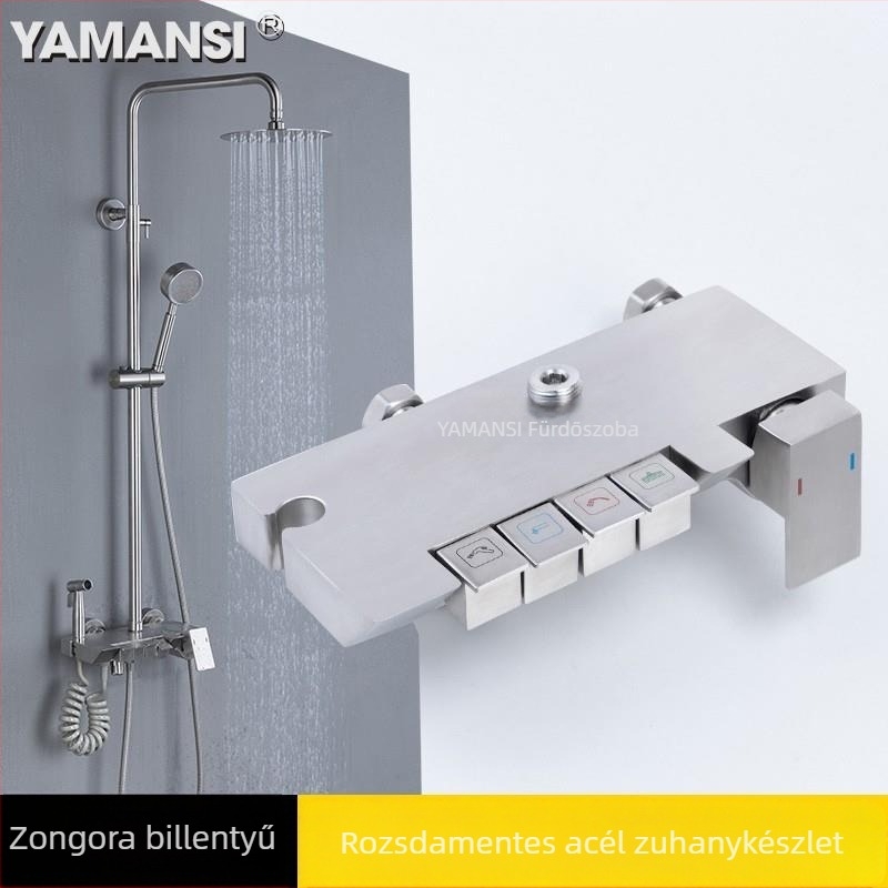 304 rozsdamentes acél zuhanykészlet – négyfokozatú gomb, eső funkció, modern dizájn