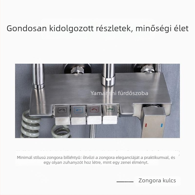 304 rozsdamentes acél zuhanykészlet – négyfokozatú gomb, eső funkció, modern dizájn