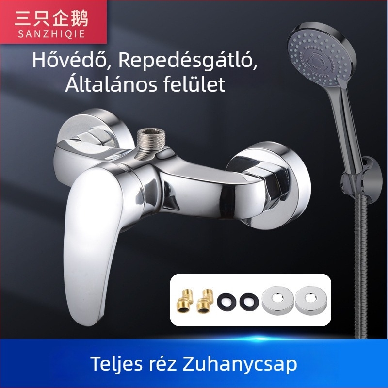 Rejtett zuhanycsaptelep meleg–hideg keverő szeleppel, test cinkötvözet, kerámiás korongos szelepmag, 20 mm bemenet/kimenet, 0–80 °C, 1,2 MPa