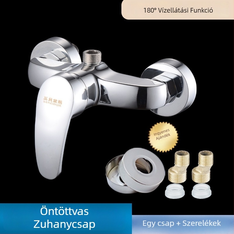 Rejtett zuhanycsaptelep meleg–hideg keverő szeleppel, test cinkötvözet, kerámiás korongos szelepmag, 20 mm bemenet/kimenet, 0–80 °C, 1,2 MPa