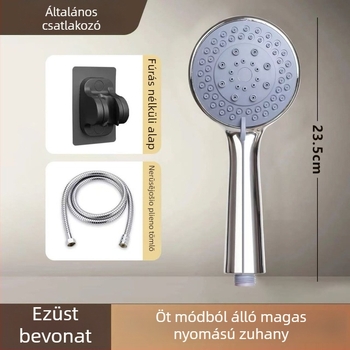 Hordozható kézi zuhanyfej készlet - ABS, falra szerelhető, eső mód, kör alakú fej