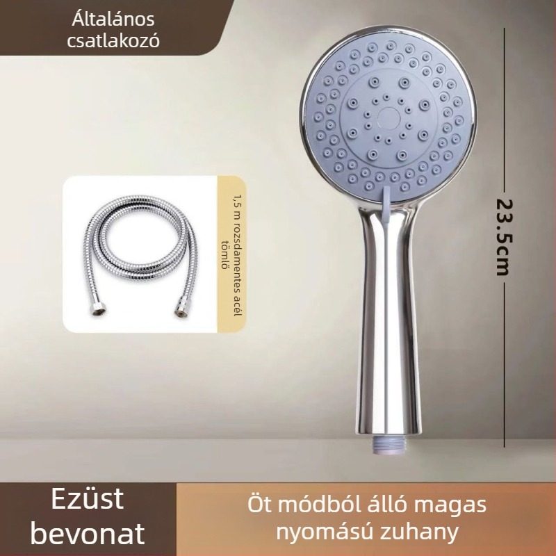Hordozható kézi zuhanyfej készlet - ABS, falra szerelhető, eső mód, kör alakú fej