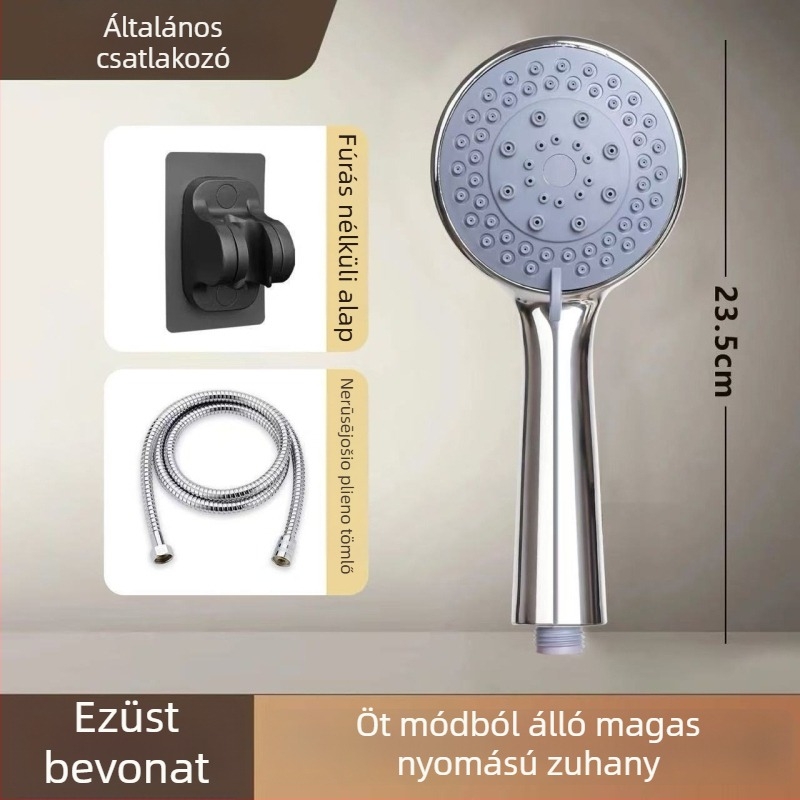 Hordozható kézi zuhanyfej készlet - ABS, falra szerelhető, eső mód, kör alakú fej