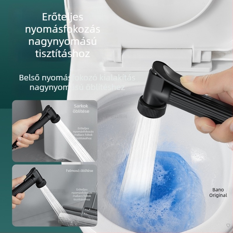 Teljesen rézből készült nyomásos zuhanyfej pisztollyal, kézi zuhany a fürdőszobában