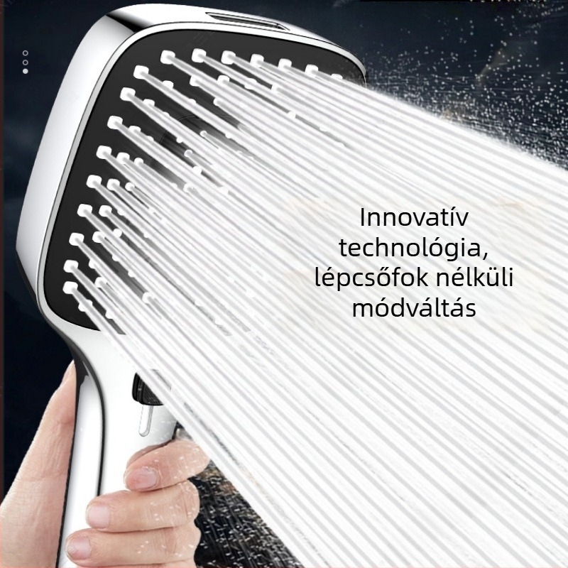 ABS szögletes fejű nyomásos zuhany készlet falra szerelt, permetezés masszázs eső funkciók, modern minimalist stílus, 5–80°C, 1.0–6 kg